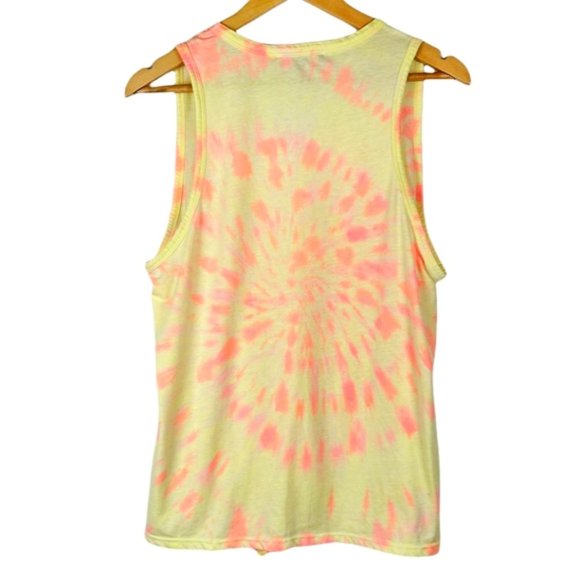 Generation Love Charlotte Tank Top Neon Bright Tie-Dye Tied Knot Scoop Neck M - Picture 2 of 6